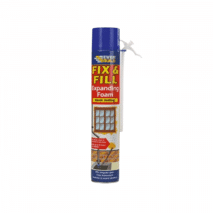 Everbuild Fix & Fill Expanding Foam 500ML can, ideal for sealing and insulating gaps, cracks, and cavities, suitable for both indoor and outdoor use.